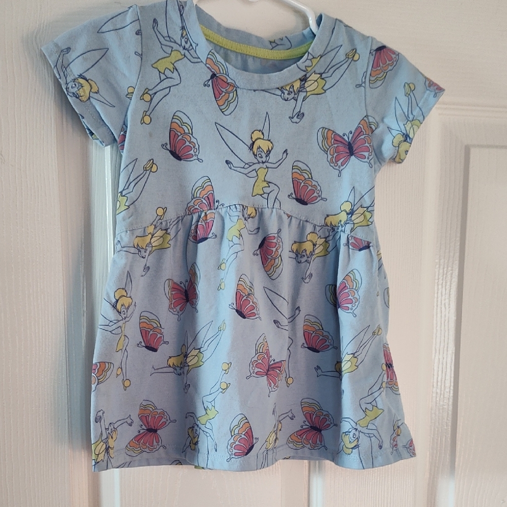 Disney Light Blue Tinker Bell & Butterfly Casual Dress